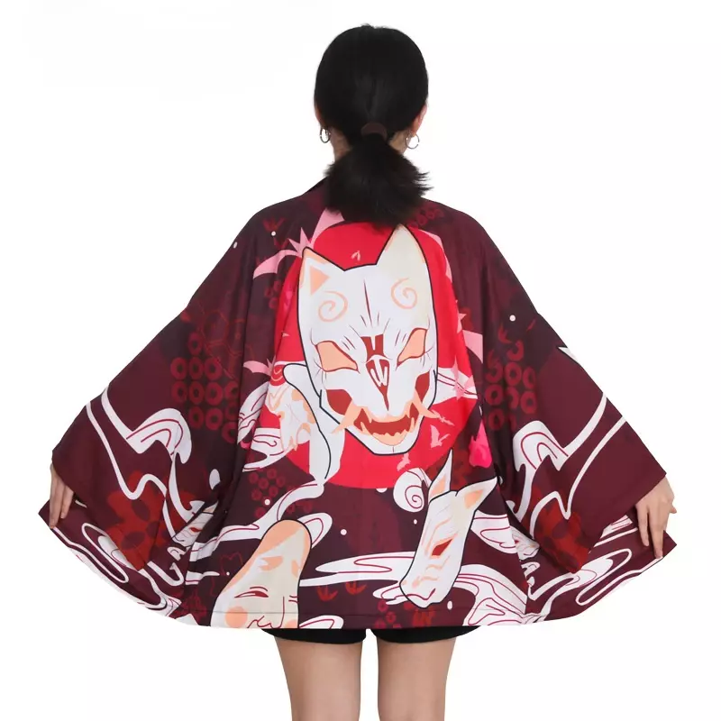 Kimono japonês yukata para mulheres, cardigã, estampa de carpa tradicional, haori, carpa, carpa