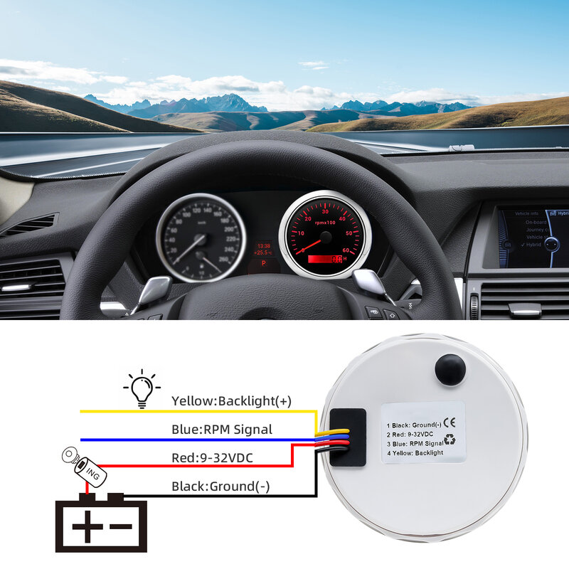 Tacómetro Digital para coche, tacómetro de 12V y 24V, 3000RPM-8000RPM, 7 colores, retroiluminación, 85MM