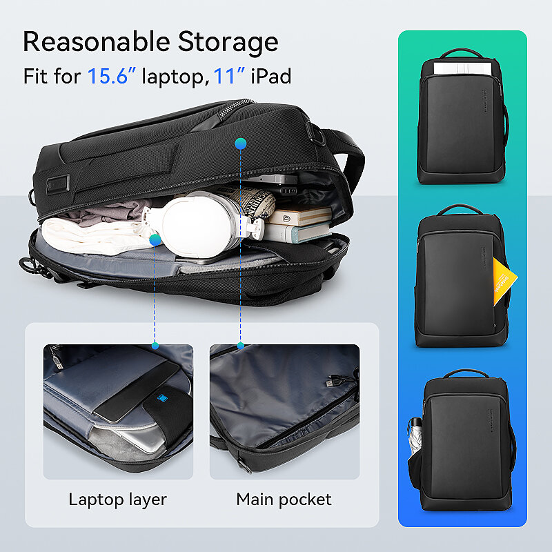 Mark ryden กระเป๋าเป้สะพายหลังใส่แล็ปท็อปขนาด15.6นิ้ว, กระเป๋าเป้สะพายหลังอเนกประสงค์กันน้ำมีช่องเสียบ USB ชาร์จ