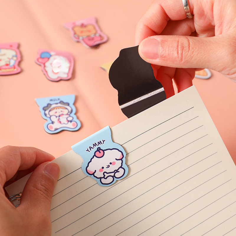 1Pc INS Cartoon Magnetic Bookmarks Set Cute Bear Rabbit Cat Girl Magnet Book Marker Kawaii Gift For Reading Office School