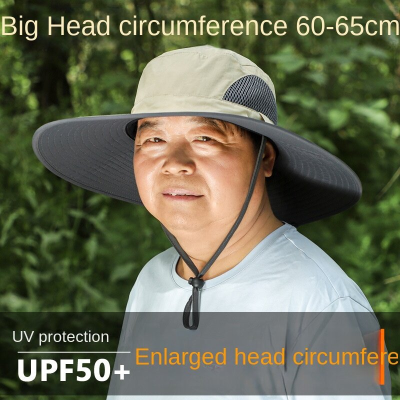 大きなヘッド付きの大きなヘッドフィッシャーマンハット,大きなヘッド付きの大きなバイザー付きの大きなキャップ,日焼け止め,60〜65cm