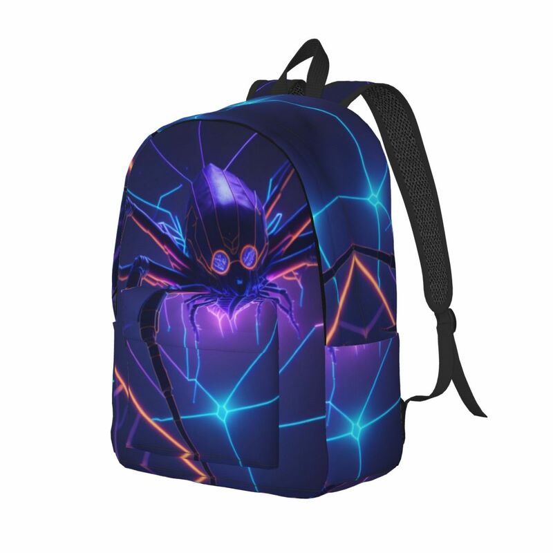 Neon Spider Web Backpack Middle High College School Student Bookbag Men Women Canvas Daypack Gift