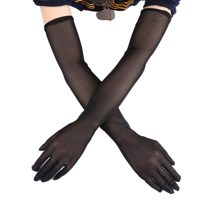 Nova moda feminina preto longo luvas clássico opera sobre cotovelo mitten estiramento dedo casamento sexy luvas de condução acessórios