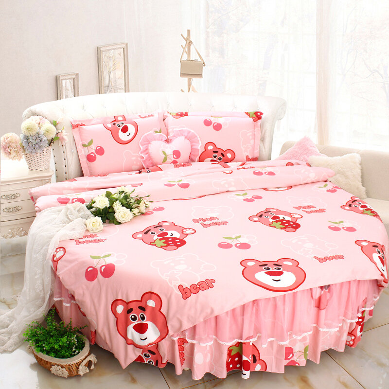 Round bed four piece set, themed hotel pure cotton round duvet cover