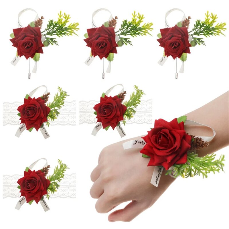 Simulation Wrist Flower Wedding Bridesmaid Wrist Flower Sister Group Wrist Flower New Korean Mori Rose Wrist Flower