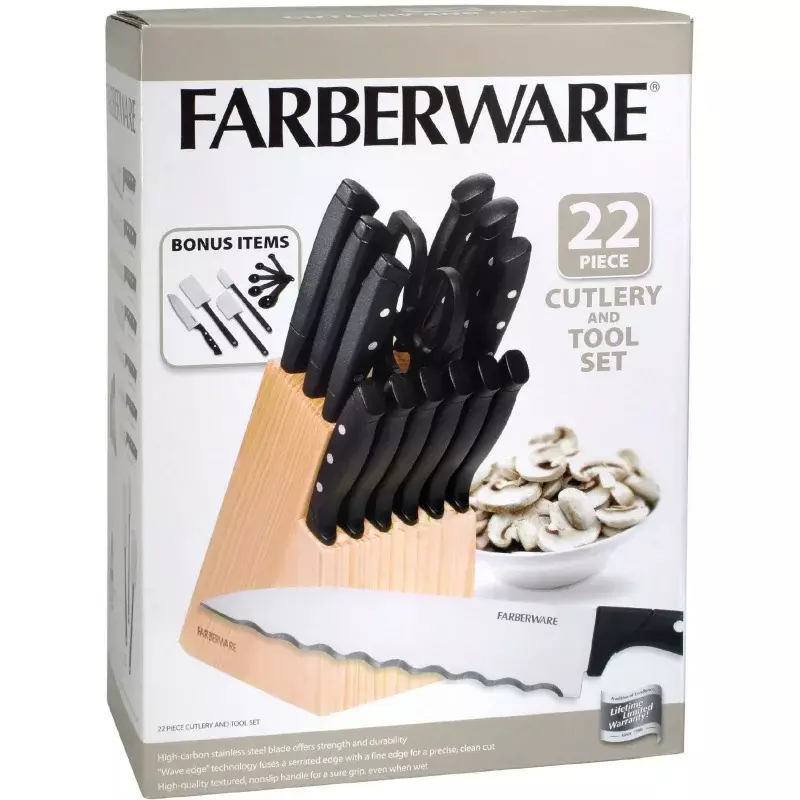 Farberware 22 pezzi non ha mai bisogno di affilare il Set di coltelli