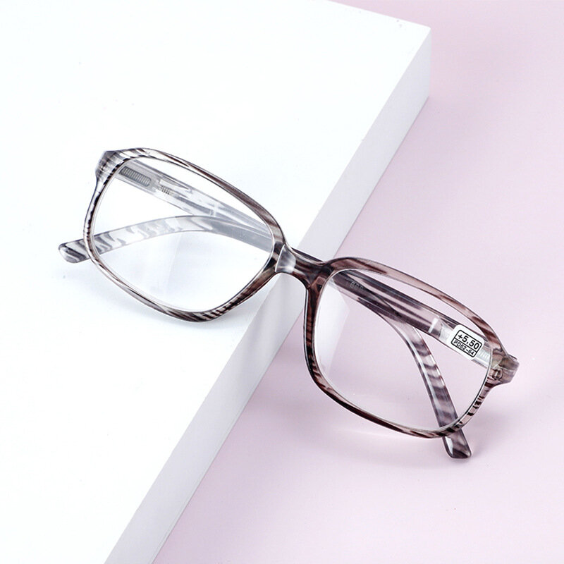 Óculos Presbiópicos de Alta Diopter para Homens e Mulheres, Stripe Design, Moda, Diopter, + 450, + 500, + 550, + 600