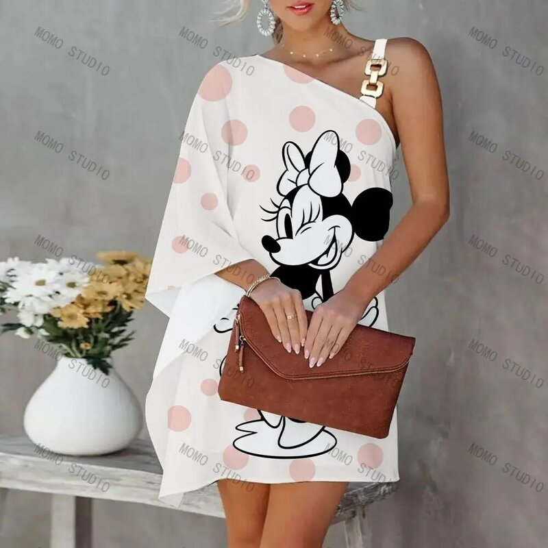 Cao Cấp Đầm Tay Loe Giải Trí Cổ Chéo Thời Trang Váy Đầm Dạ Nữ 2022 Mickey Mới Disney Y2k Chuột Minnie Dạ Tiệc