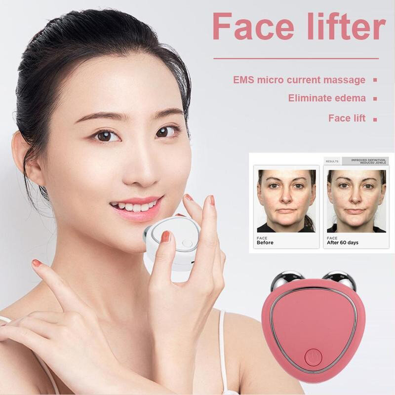 Dispositivo de tonificación Facial de microcorriente, rodillo masajeador Facial, dispositivo de estiramiento Facial instantáneo para eliminación de arrugas, estiramiento de la piel
