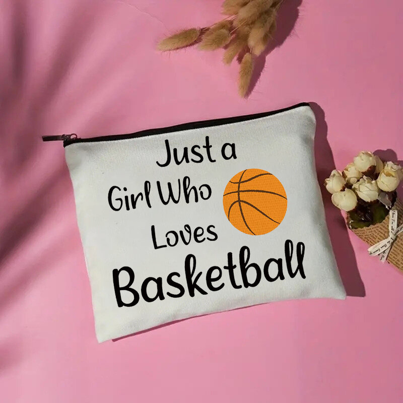 Bolsa de cosméticos con patrón de baloncesto, estuche para lápices para estudiantes, solo una chica que ama el baloncesto, necesidad de viaje, regalos para entusiastas del deporte
