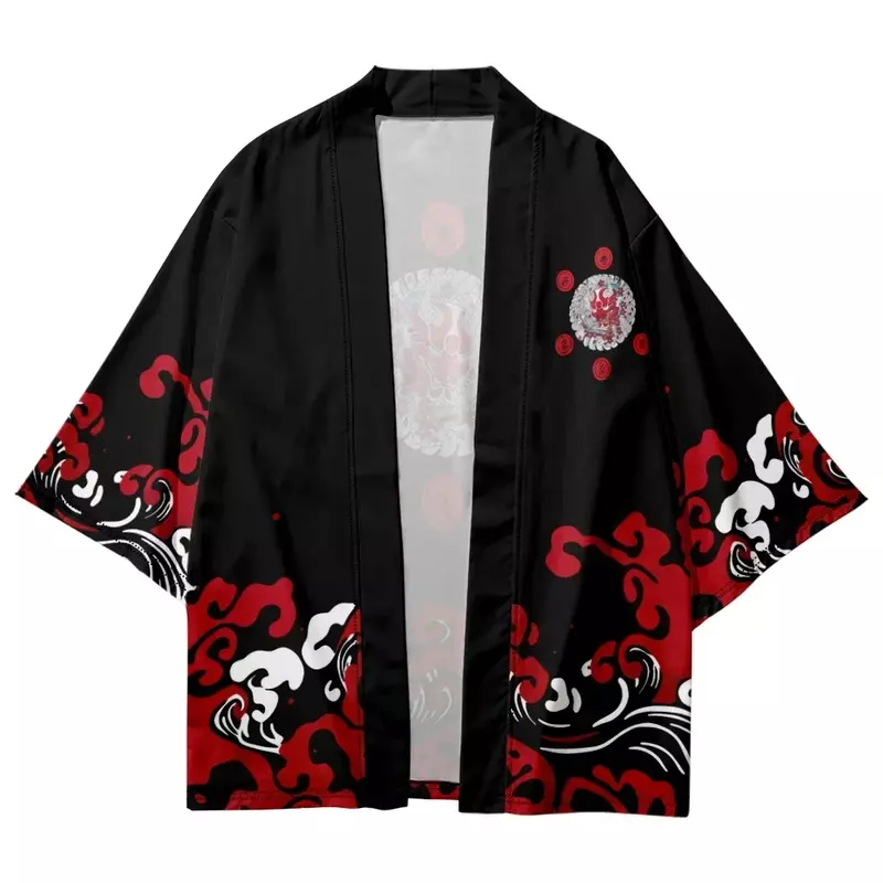 سترة كيمونو ثلاثية الأبعاد مطبوعة للرجال والنساء ، يوكاتا ياباني تقليدي ، موجة شيطان ، ملابس تنكرية عالية الجودة