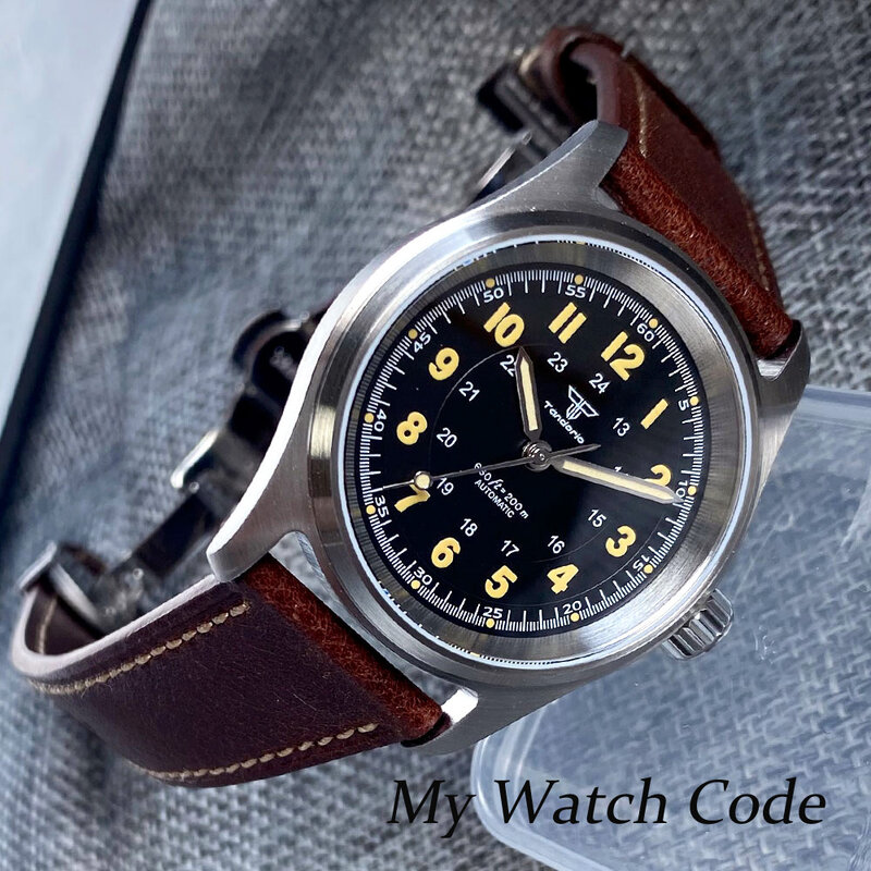 Relógio piloto mecânico impermeável para homens e mulheres, relógio piloto vintage, relógio esportivo Lume, Japão NH35A, 200m, 36mm