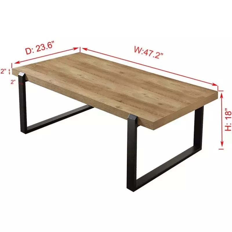 Mesa de centro moderna de madera y Metal, mesa de cóctel Industrial para sala de estar, mesas de roble de 47 pulgadas, muebles de Café Cofee