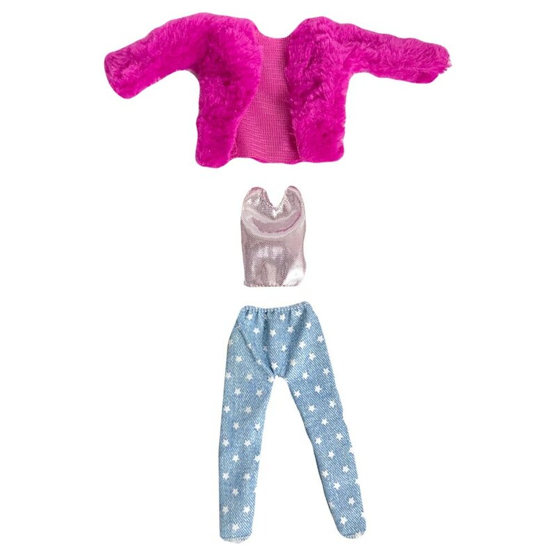 Nk Officiële Nieuwe Mode Roze Jas Pluche Tops Broek Casual Kleding Voor Barbie Poppen Accessoires Speelgoed Kids Gift Meisje Kleding
