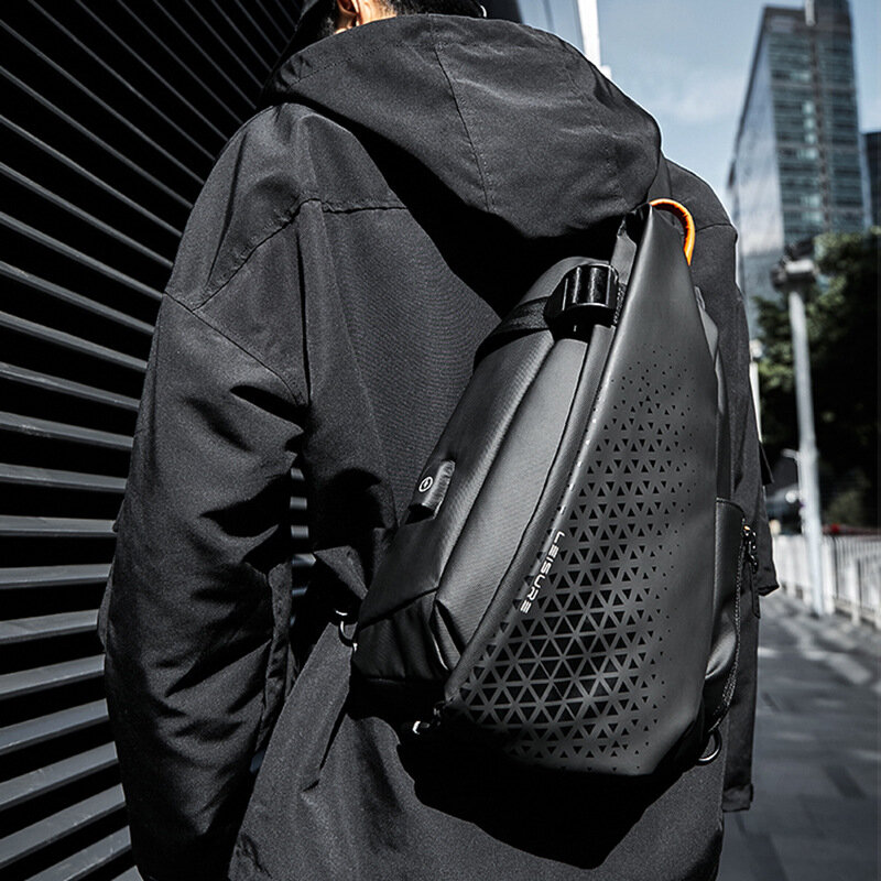 Functional Messenger Bag Men's 2023 New Fashion Large Capacity Shoulder Bag Motorcycle Backpack Tide Brand Chest Crossbody Bag