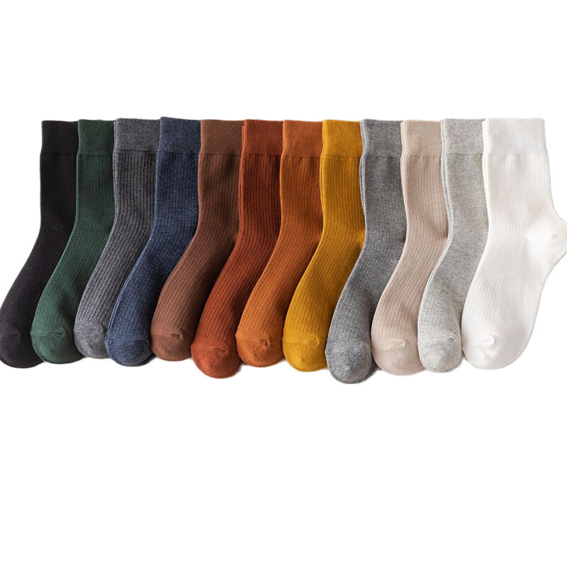 10 Pair Men's Cotton Socks Business Casual Tube Socks Men's Solid Color Harajuku Deodorant Long Socks Gift Set