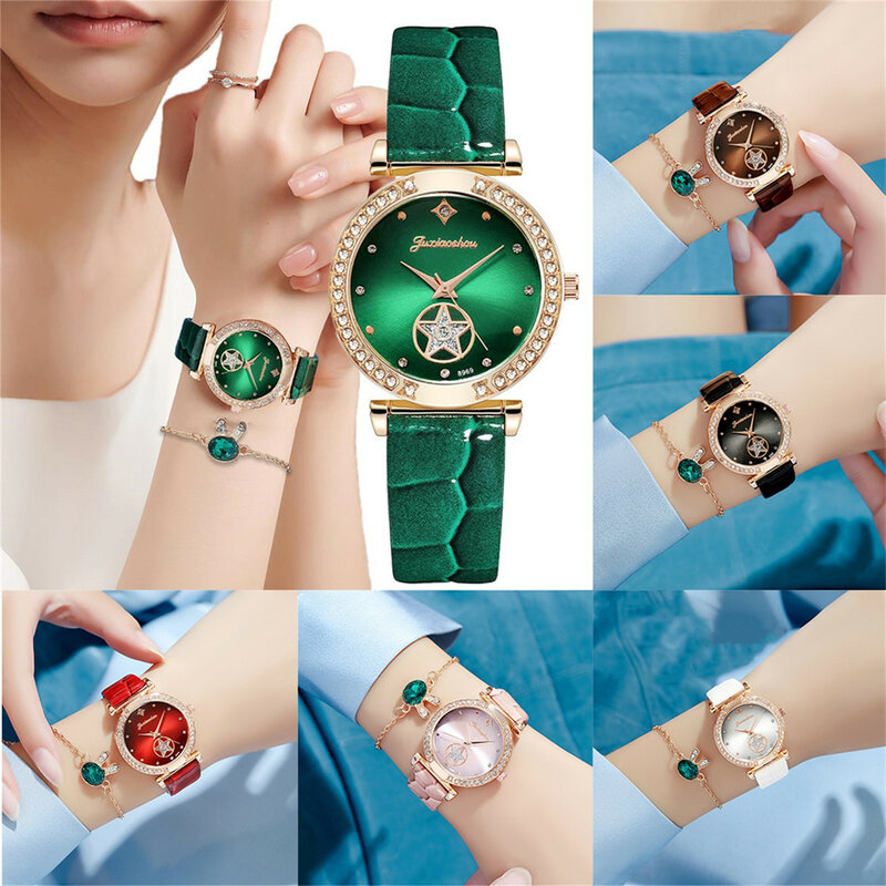 Women Watches Quartz Watch Bracelet Set Women'S Smooth Belt Quartz Watch Business Quartz Watch Women'S Wristwatches Bracelet
