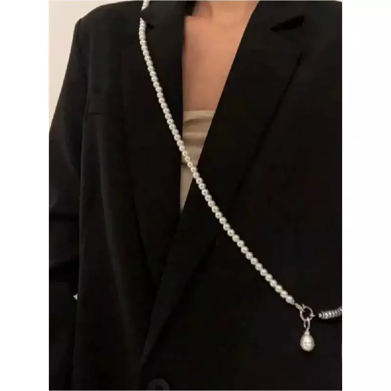 New Fashionable And Exquisite Imitation Pearl Cross Chain Pendant Jewelry For Women Suit Sweatshirt Accessories Jewelry Gift