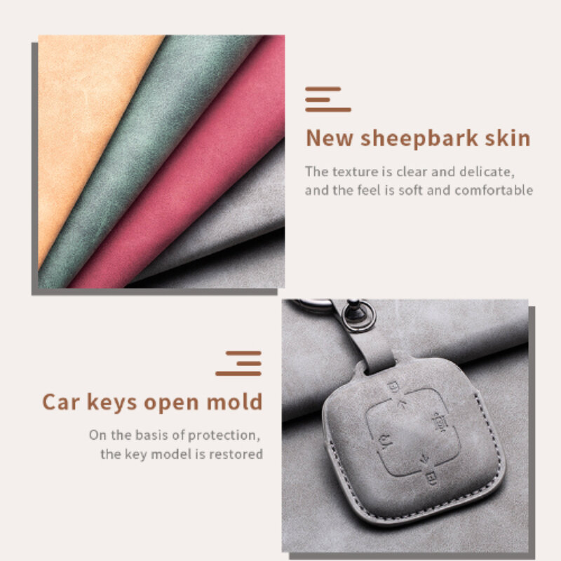 Leather 4 Buttons Car Remote Key Case Cover for Zeekr 001 X 2021 2022 2023 for ZEEKR 001 009 Full Protector Fob Keychain