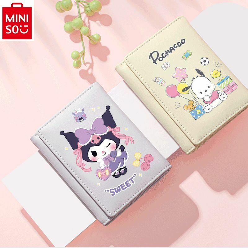 MINISO Sanrio-cartera de dibujos animados Kuromi Hello Kitty para mujer, cartera Simple, dulce, ligera, multifuncional, Zero para niños