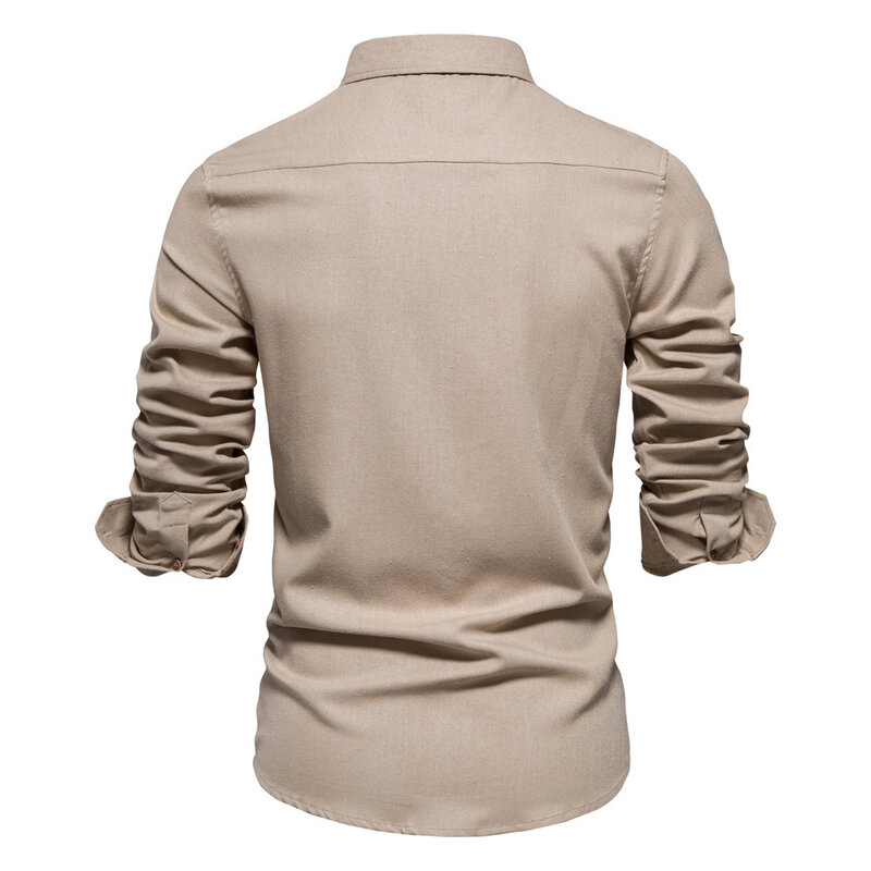 Herbst neue hochwertige Baumwolle Herren Social Shirt einfarbig übergroße Luxus Langarm Hemden für Männer Chemise Homme
