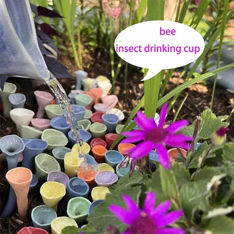 Copo bebendo colorido do inseto da abelha, PVC, jardim, balcão, resina, cinco flor, bebedor, fácil de usar