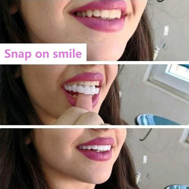 Silicone dentes branqueamento cintas com caixa, simulação de dentadura, sorriso perfeito, dentes superiores, tampa, novo, 2pcs por conjunto