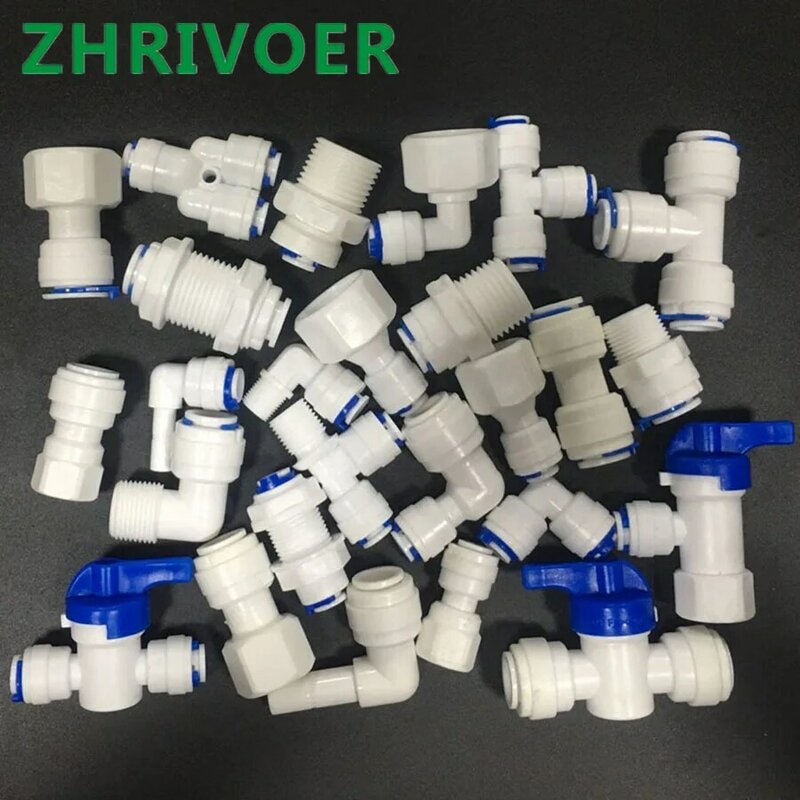 Water Purifier Accessories 1/4" 3/8" OD Hose To 1/4" 3/8" 1/2" Aquarium Quick Fitting RO Water Plastic Pipe Coupling Connector