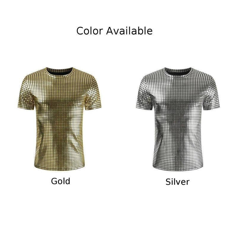 Tops T Shirt Club Daily Holiday Home Outdoor Vacation Beach Casual Male Men Sequin Sequin T Shirt Slight Stretch