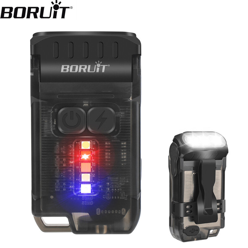 BORUiT-minilinterna portátil V15 EDC, luz de trabajo recargable tipo C con Clip magnético, linterna de bolsillo de emergencia