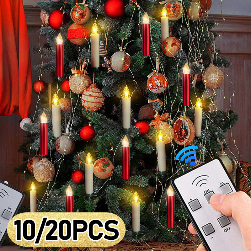 10/20 Stuks Vlamloze Led Kaarsen Batterij Werkende Kerstboom Decor Kerstboom Kaarsen Met Clips Voor Stok Kandelaar Krans