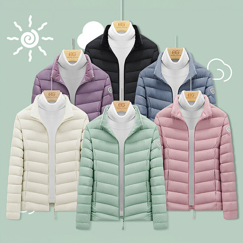 Arazooyi-Casacos ultraleves para mulheres, jaqueta puffer térmica, caminhadas ao ar livre, trekking, casaco de esqui, colarinho à prova de vento, camping, inverno