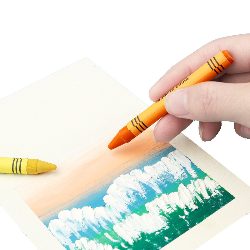 6-8 warna krayon bulat tidak beracun tongkat sikat lukisan minyak Set seni alat tulis sekolah perlengkapan anak