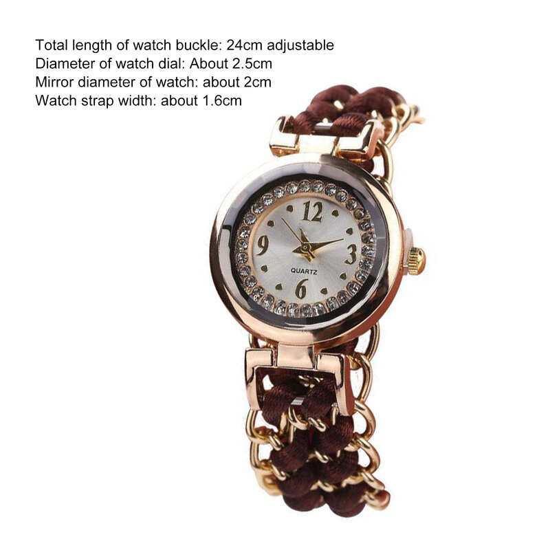 Women's Quartz Watch with Alloy Braided Cord for Valentine's Day Girls' Gift Business Matching Accessories NOV99