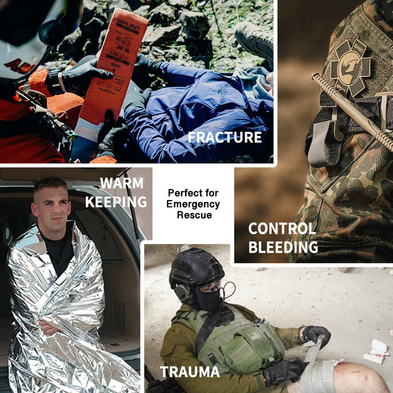 Kit de Supervivencia de Primeros Auxilios Rhino Bolsa Táctica IFAK Kit de Camping Suministrado con 20 Artículos EMT para Emergencias Militares al Aire Libre