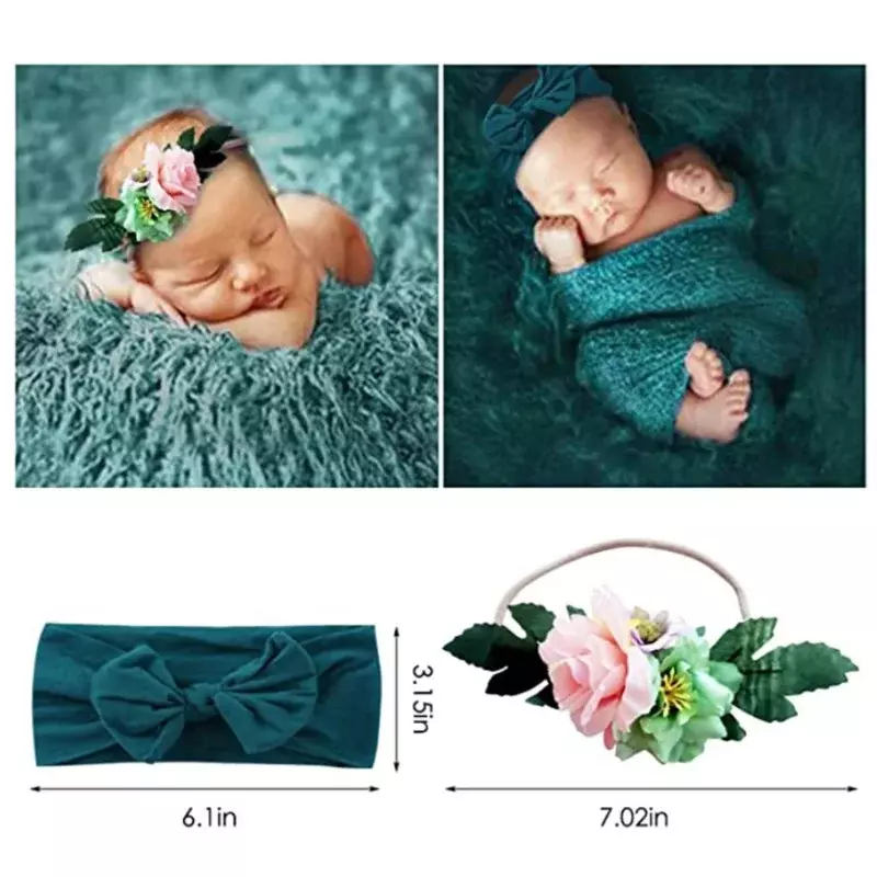 Newborn Photography Props Outfits  Blanket Mat Headband Hair Band Headwrap for Infant