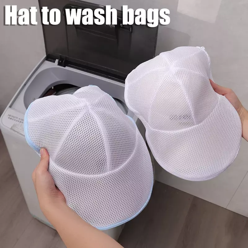 Hat Washer for Washing Machine Mesh Hat Wash Protector with Support Frame Portable Baseball Hat Small Clothes Laundry Wash Bags