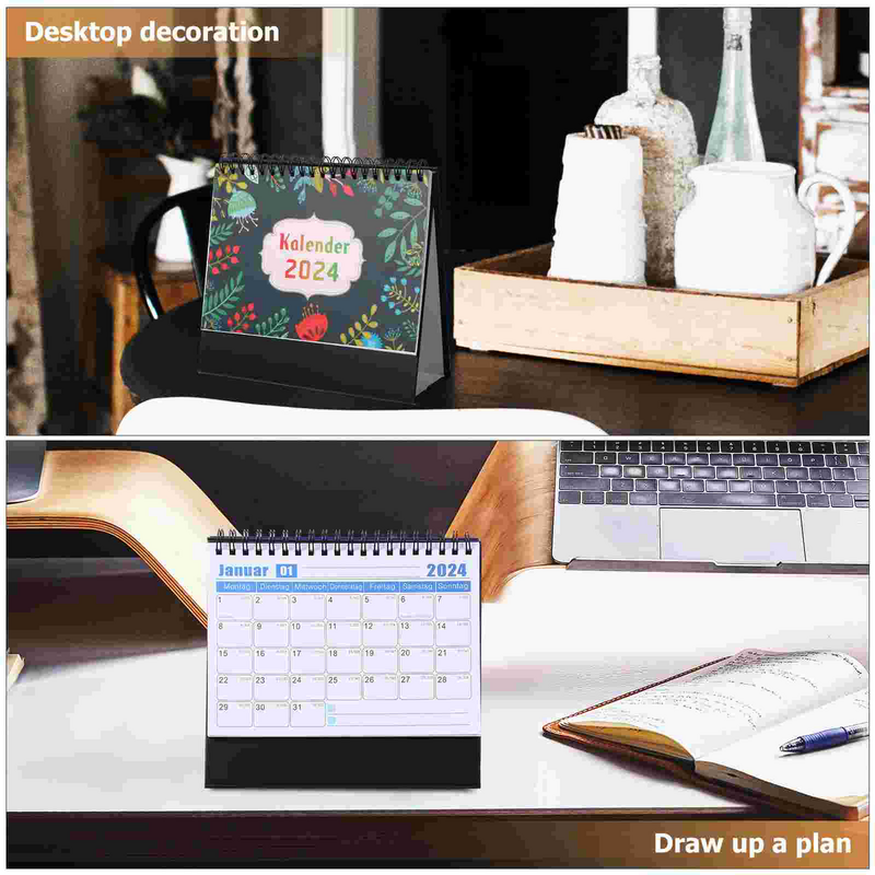 Desk Calendar German Desktop Calendar Table Decor Planner Standing Calendar Office Supplies