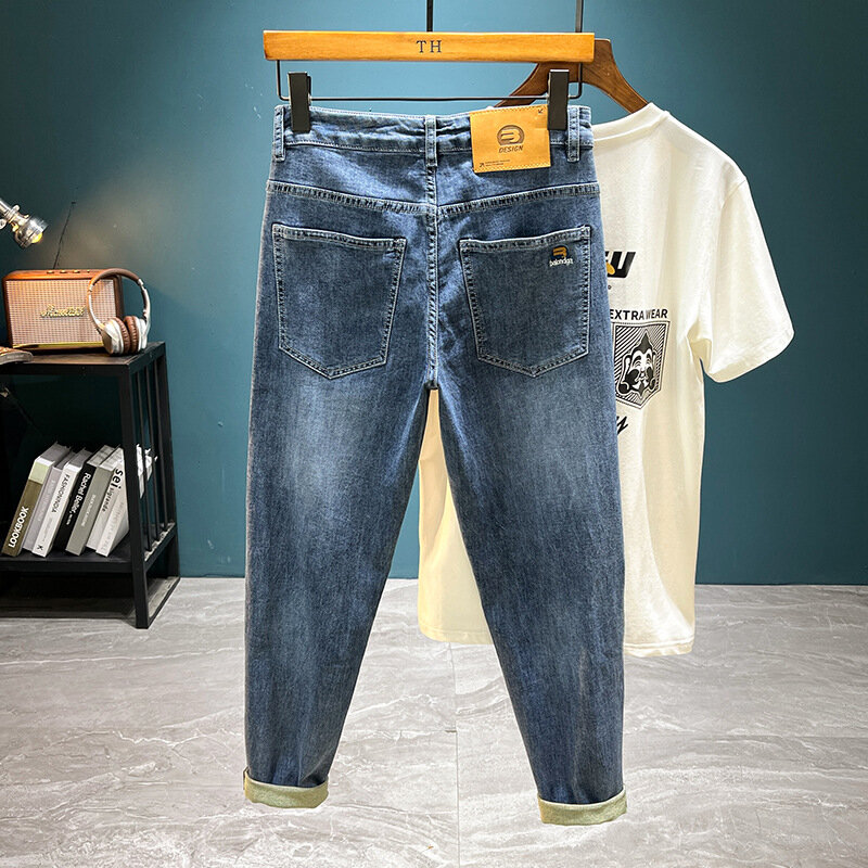 Jean slim imprimé tendance, pantalon large et décontracté, coupe droite élastique, nouvelle collection printemps/été 2024