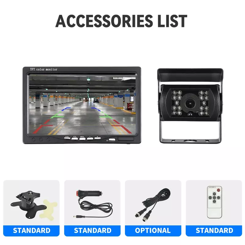 BINWEI 7 "Monitor per camion con telecamera per retromarcia per parcheggio veicoli 9-36V schermo per telecamera di retromarcia per auto 1024*600 Display universale