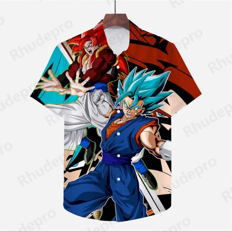 Vegeta kemeja baju pria, kaus Anime lucu lengan pendek kualitas tinggi Dragon Ball Z 2024 Super Saiya gaya pantai