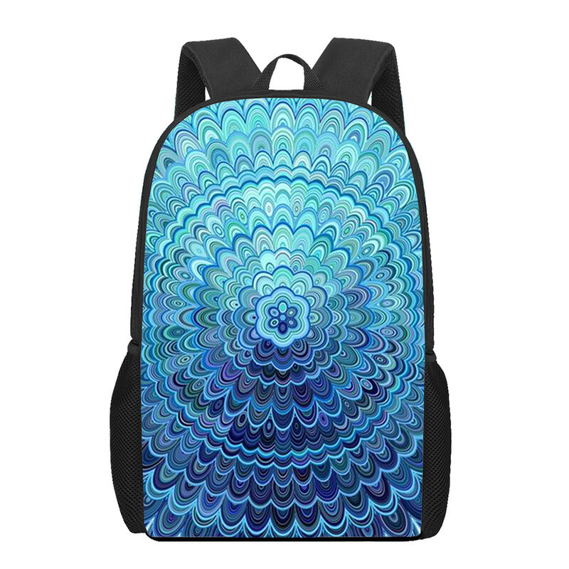Mandala Flower Totem Art 3D Printed Book Bag 16 Inch Backpack for Teen Girls Boys Kindergarten Backpack Children Boho School Bag