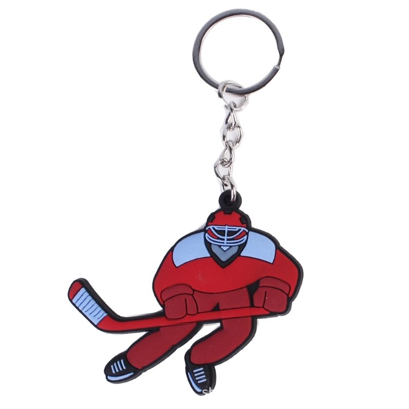 Cartoon Ice Hockey Pendant Keychain Keys Holder Winter Sports Decorative Keyring Dropship