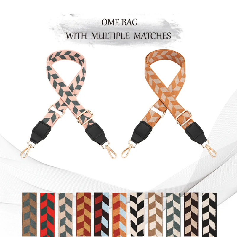 Tali lebar gaya artistik 3.8cm, untuk tas, tali bahu, tali pengganti selempang, ransel, bandwidth tali bahu 2 buah
