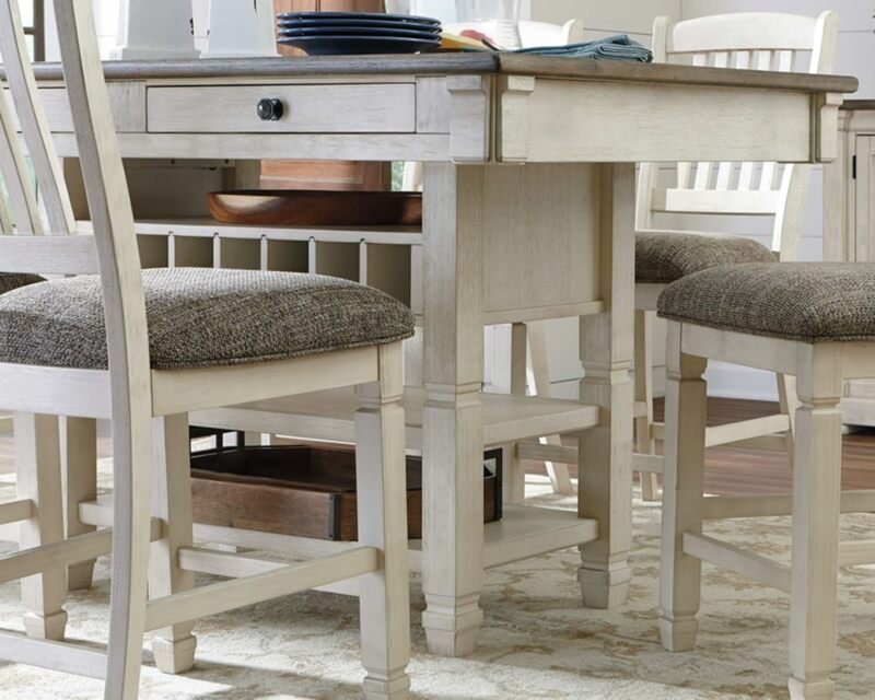Desain khas oleh Ashley Bolanburg Farmhouse Counter tinggi meja ruang makan, putih & coklat