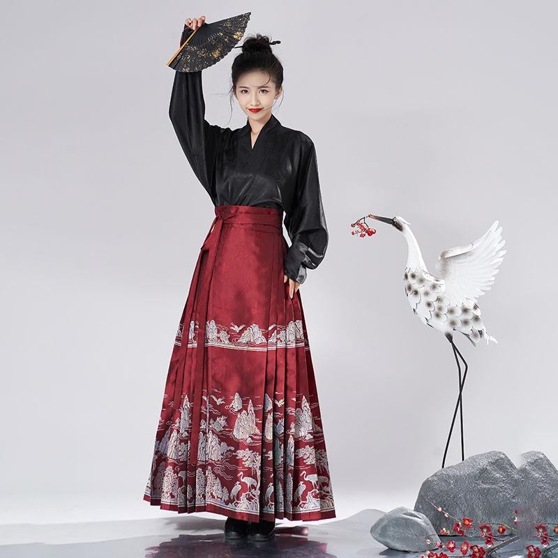 Yourqipao Horse Face Skirt Hanfu Original Chinese Wesdding Women's Traditional Dress Embroidered Daily Horse Face Pony Skirt
