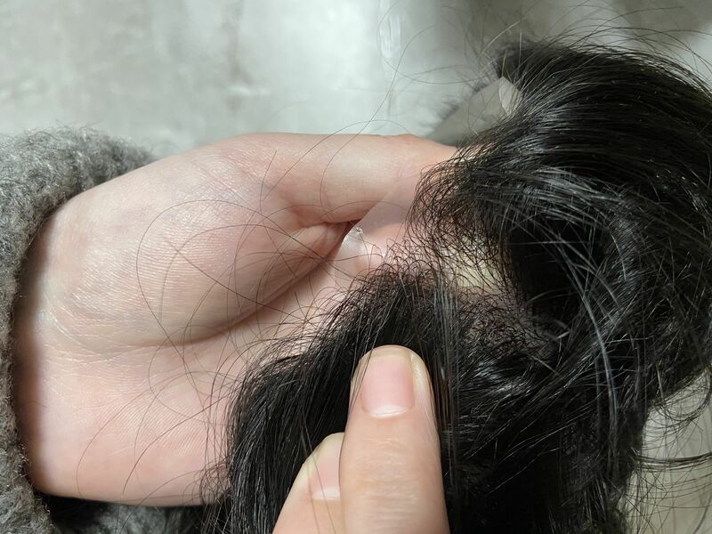 Warna Coklat kulit penuh Vlooped dasar PU pria Toupee tidak terdeteksi kulit mikro pria wig rambut manusia penggantian Unit protesis rambut