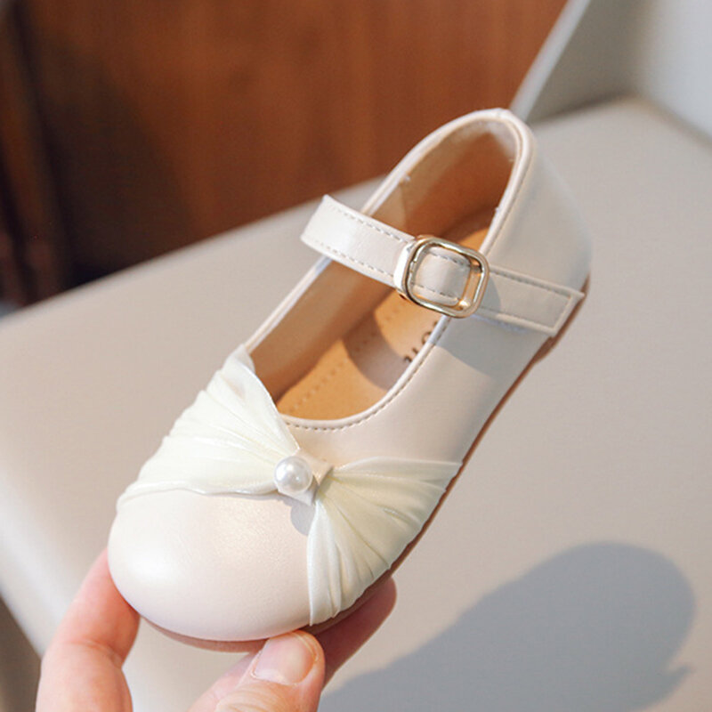 Cute White Lace Baby Girl Leather Shoes Baby Little Girl Princess Shoes For Wedding Birthday Party Rubber Soled Non-slip Shoes