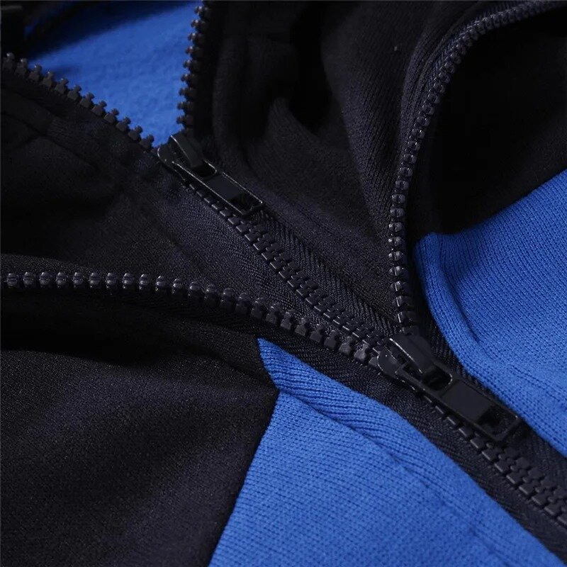 Demon Slayer Men New Spring and Autumn Kamado Tanjirou Graphic Diagonal Zipper Pullover Hoodie Hooded +Pants Sportswear Suits