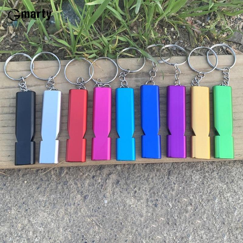 Portable Aluminum Safety Whistle Outdoor Hiking Camping Survival Emergency Key Chain Multi-tool Double Tube Survival Whistle